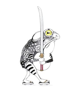 Original-Zeichnung "Bullfrog Bushidō"