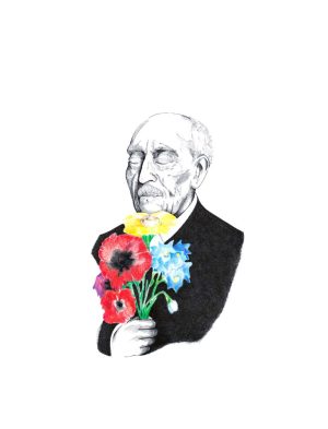 Emil Nolde mit Blumenstrauß