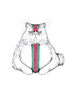 Original-Zeichnung "Gucci Cat"