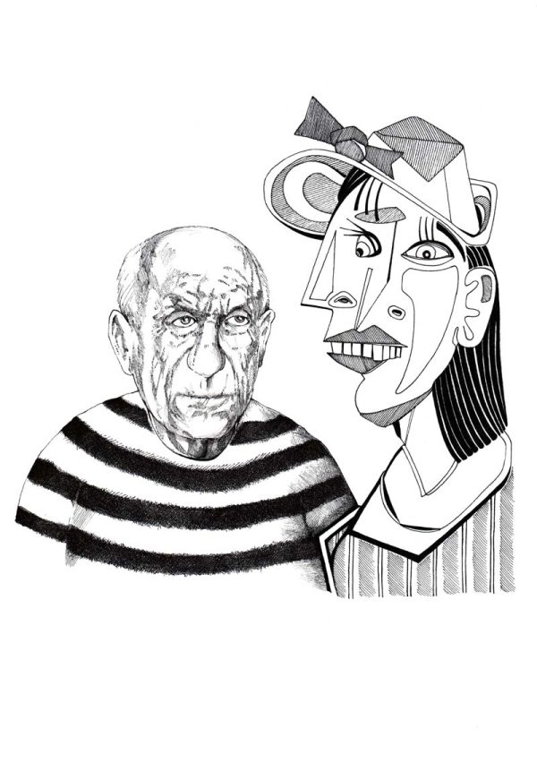 Pablo Picasso mit kubistischer Frau