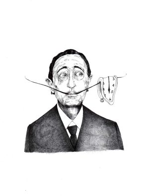 Salvador Dalí Portrait mit zerfließender Uhr