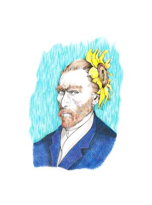 Vincent van Gogh Portrait mit Sonnenblume