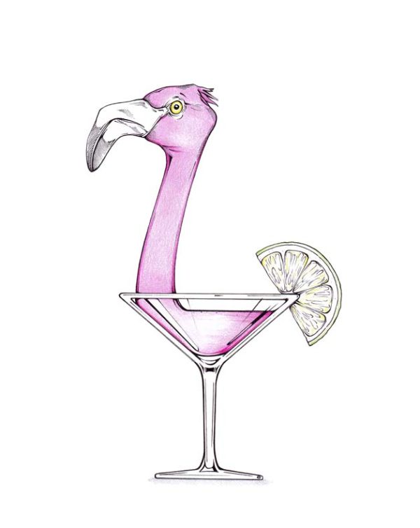 Original-Zeichnung "Drink Pink"