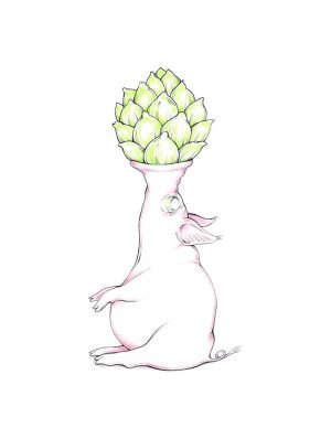 Original-Zeichnung "Hopfenblume"