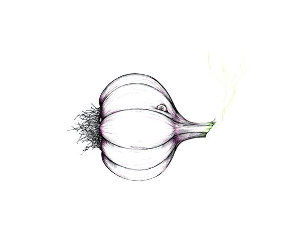 Knoblauch im Gesicht