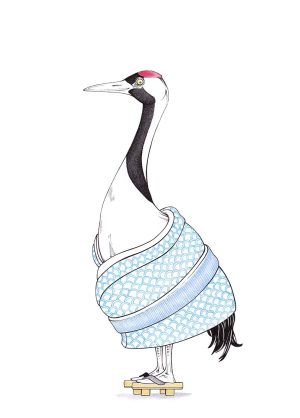 Kranich im Kimono