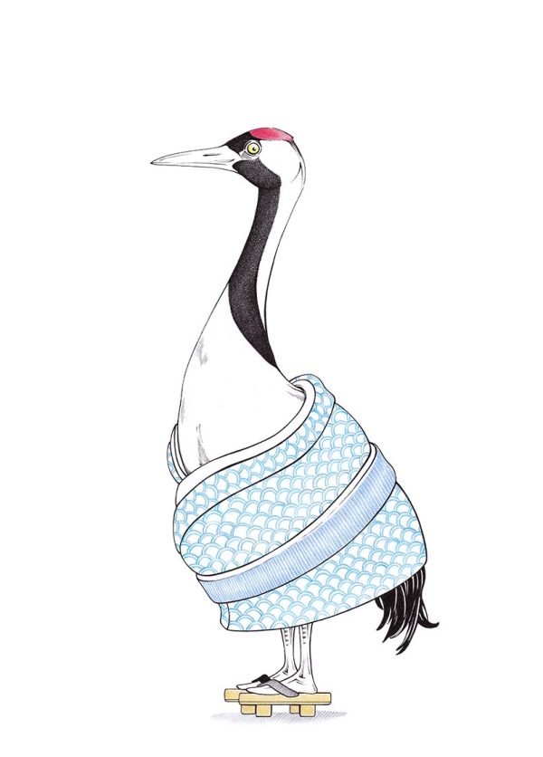 Kranich im Kimono