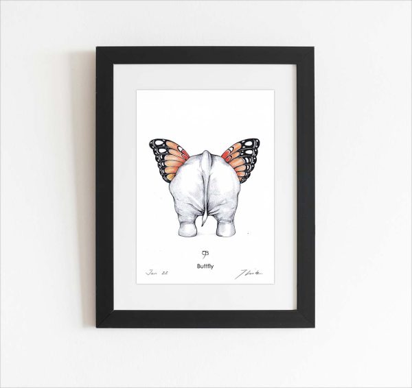 Handsignierter Kunstdruck "Buttfly"
