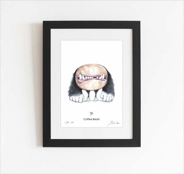 Handsignierter Kunstdruck "Coffee Beast"
