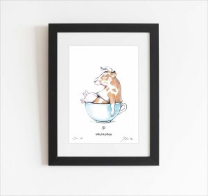 Handsignierter Kunstdruck "Milchkaffee"