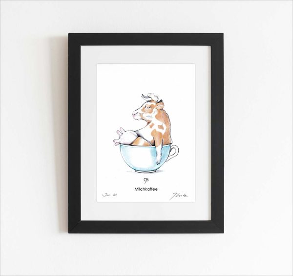 Handsignierter Kunstdruck "Milchkaffee"