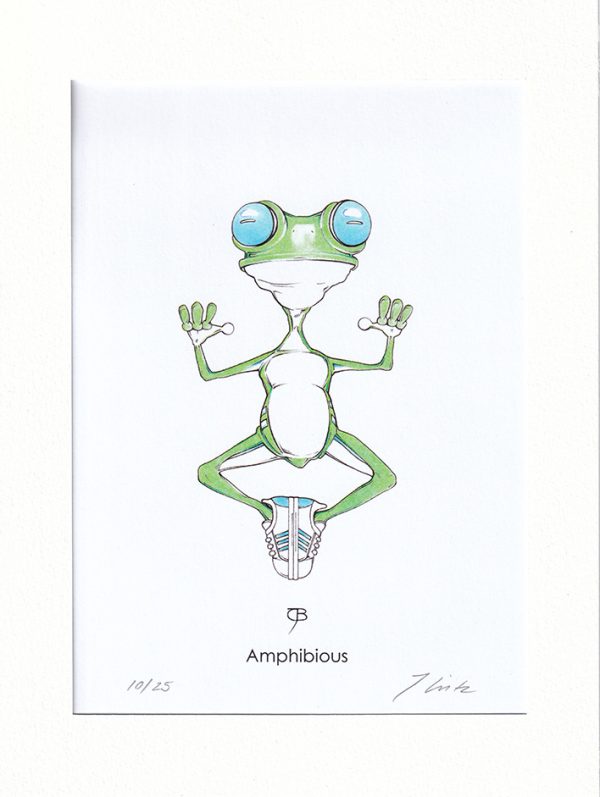 Handkolorierter Kunstdruck "Amphibious" - blau