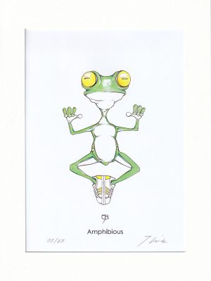 Handkolorierter Kunstdruck "Amphibious" - gelb