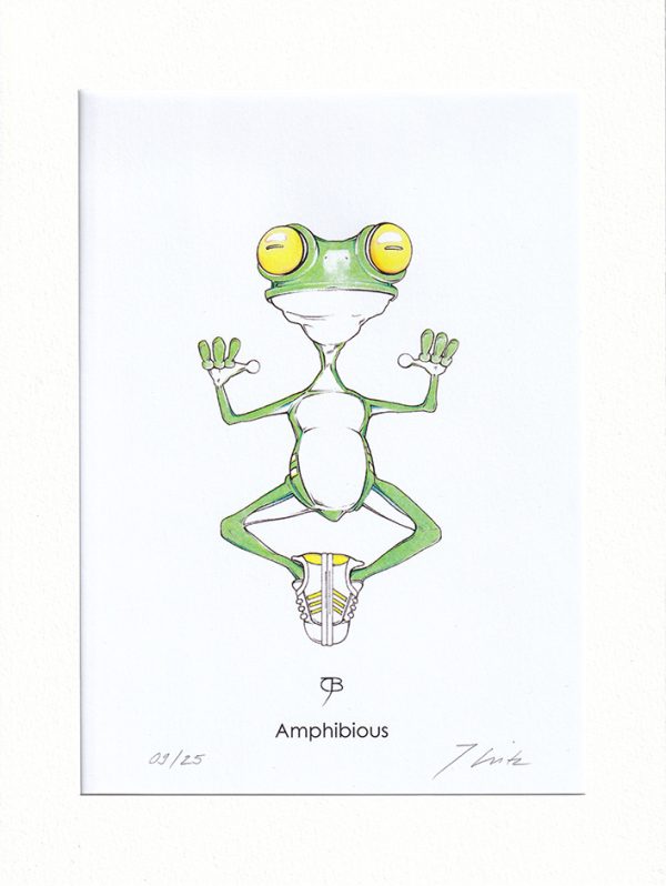 Handkolorierter Kunstdruck "Amphibious" - gelb