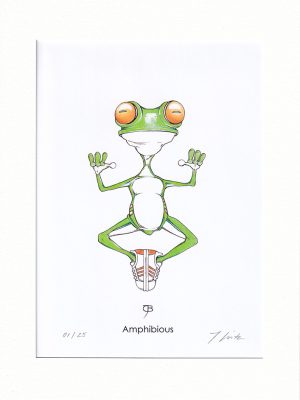 Handkolorierter Kunstdruck "Amphibious" - orange