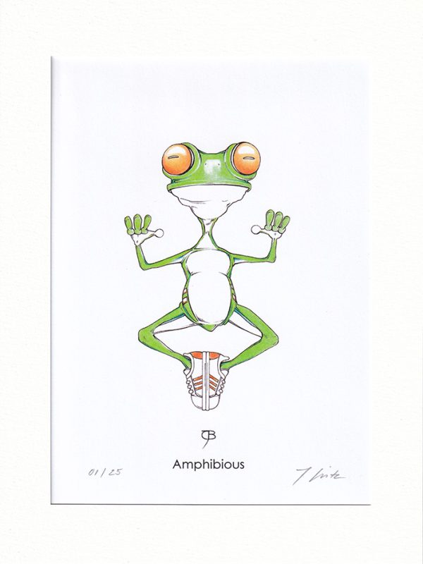 Handkolorierter Kunstdruck "Amphibious" - orange
