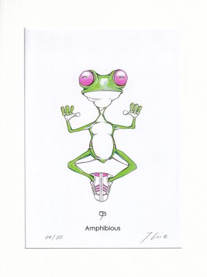 Handkolorierter Kunstdruck "Amphibious" - pink