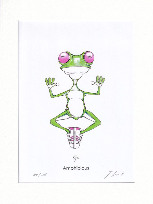 Handkolorierter Kunstdruck "Amphibious" - pink