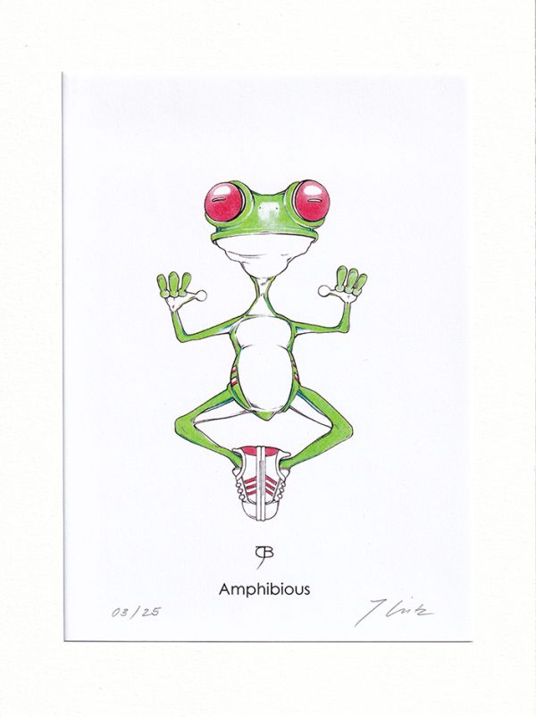 Handkolorierter Kunstdruck "Amphibious" - rot