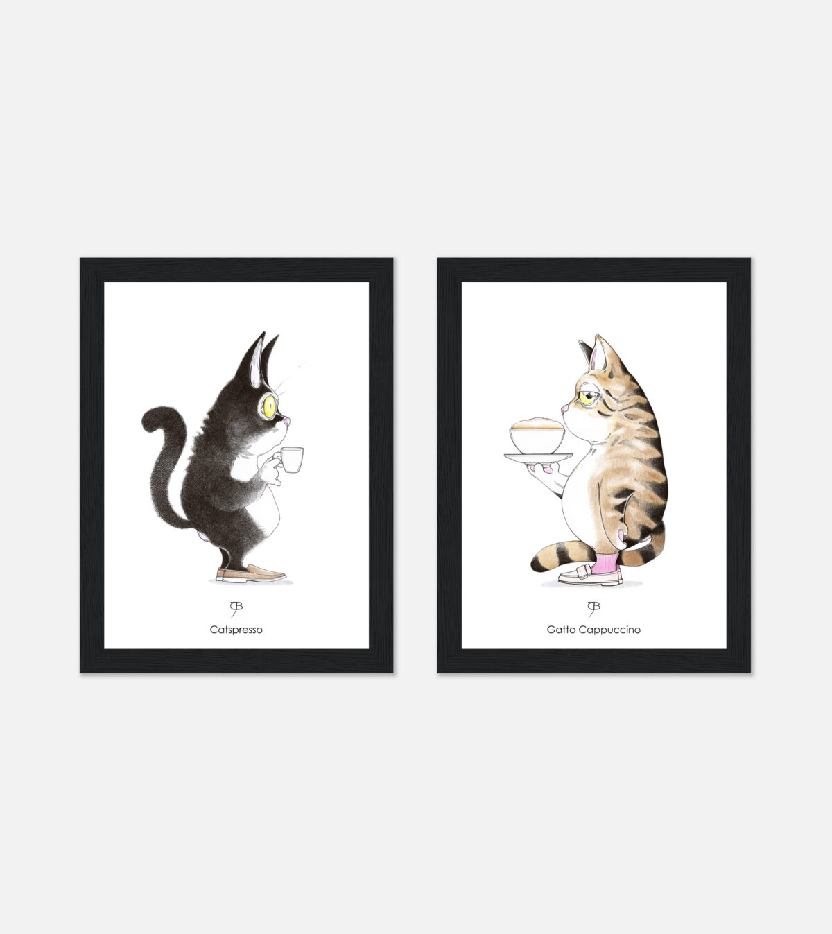 2 Katzen Kaffee Kunstdrucke
