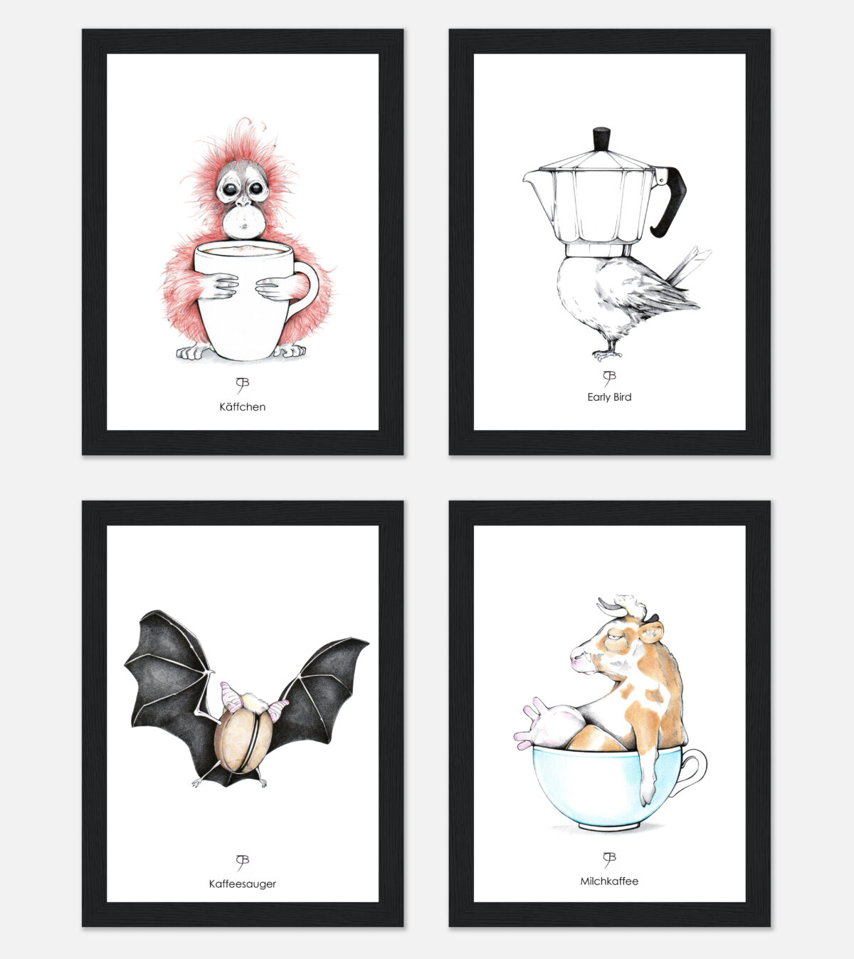4 Kaffee Kunstdrucke