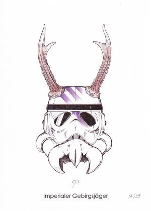 Handkolorierter Kunstdruck "Imperialer Gebirgsjäger" 14/25