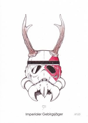Handkolorierter Kunstdruck "Imperialer Gebirgsjäger" 17/25