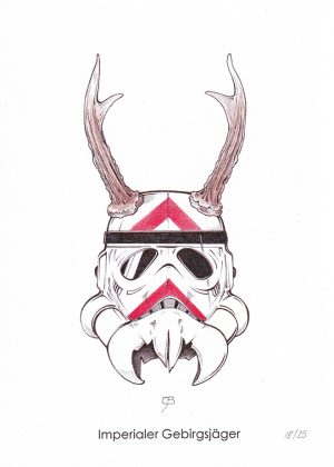 Handkolorierter Kunstdruck "Imperialer Gebirgsjäger" 18/25