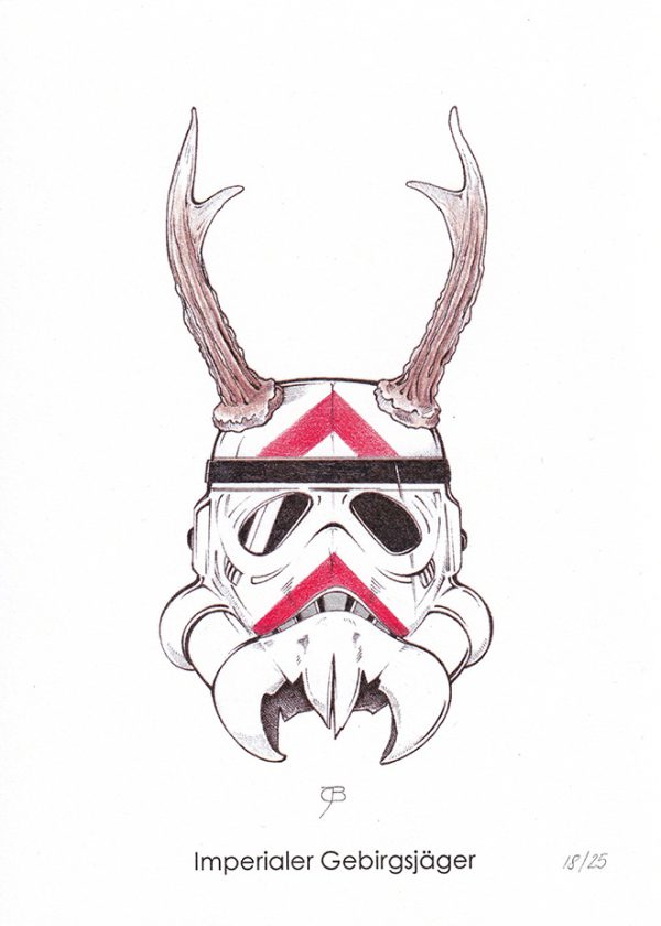 Handkolorierter Kunstdruck "Imperialer Gebirgsjäger" 18/25