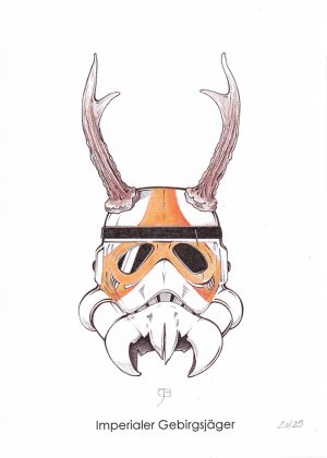 Handkolorierter Kunstdruck "Imperialer Gebirgsjäger" 20/25