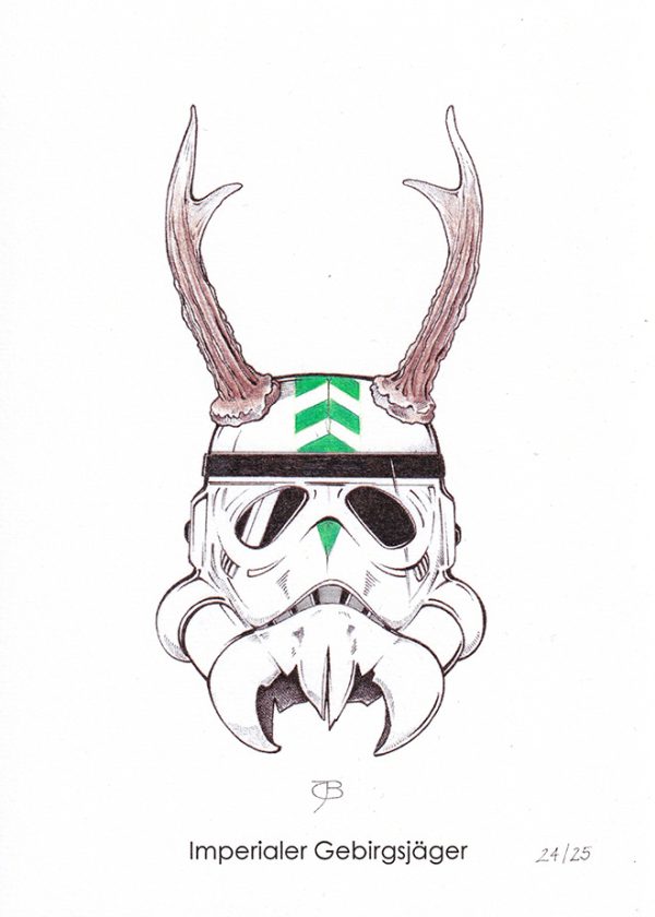 Handkolorierter Kunstdruck "Imperialer Gebirgsjäger" 24/25