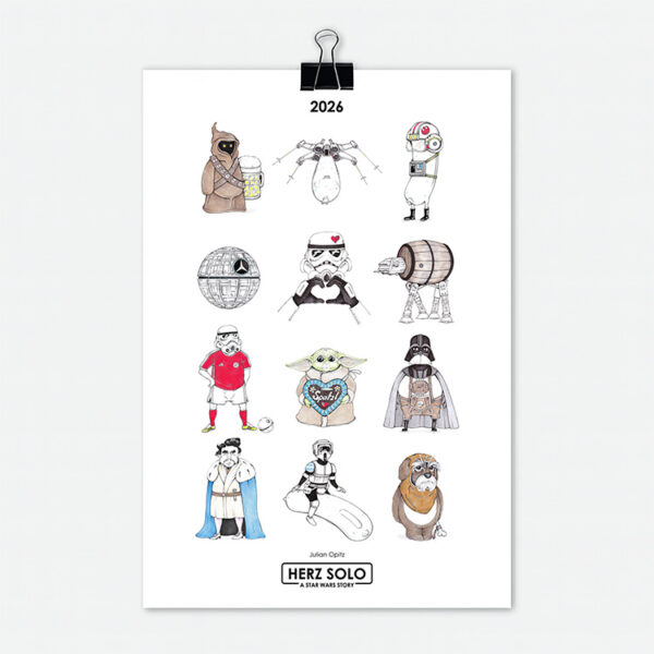 Titelseite des Star Wars Kalenders 2026 Teil 2 mit 12 originellen bayerischen Star Wars
