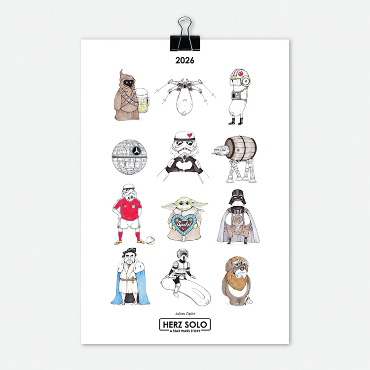 Titelseite des Star Wars Kalenders 2026 Teil 2 mit 12 originellen bayerischen Star Wars