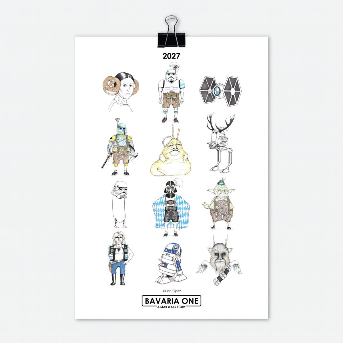 Star Wars Kalender 2027 Episode 1 mit 12 einzigartigen Star Wars Illustrationen