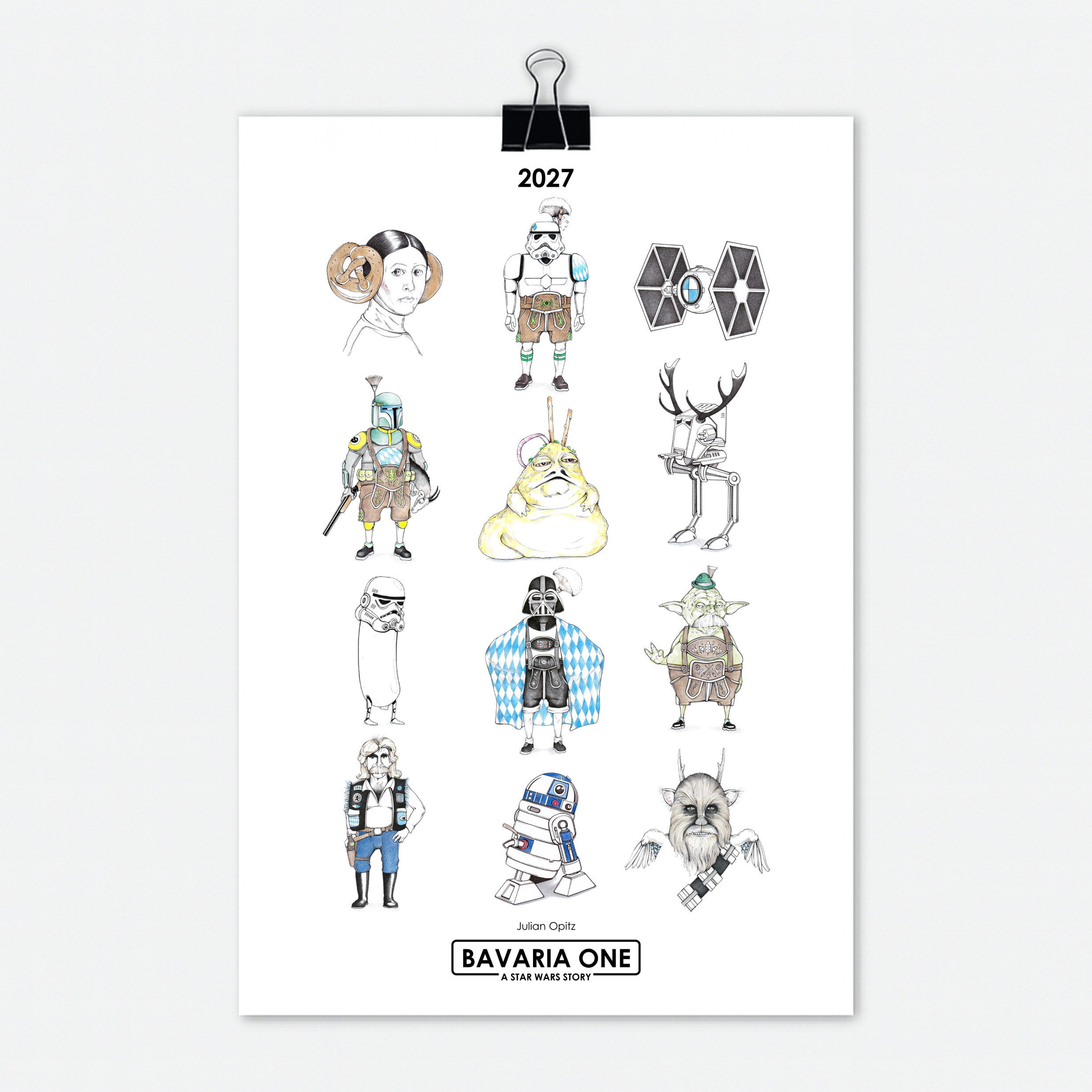 Star Wars Kalender 2027 Episode 1 mit 12 einzigartigen Star Wars Illustrationen