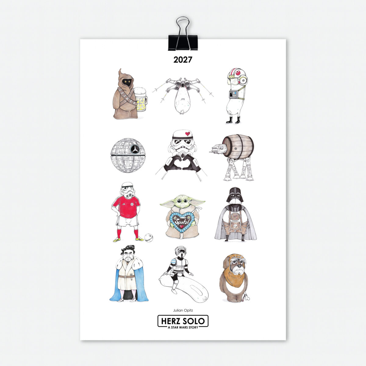 Star Wars Kalender 2027 Episode 2 mit 12 einzigartigen Star Wars Illustrationen
