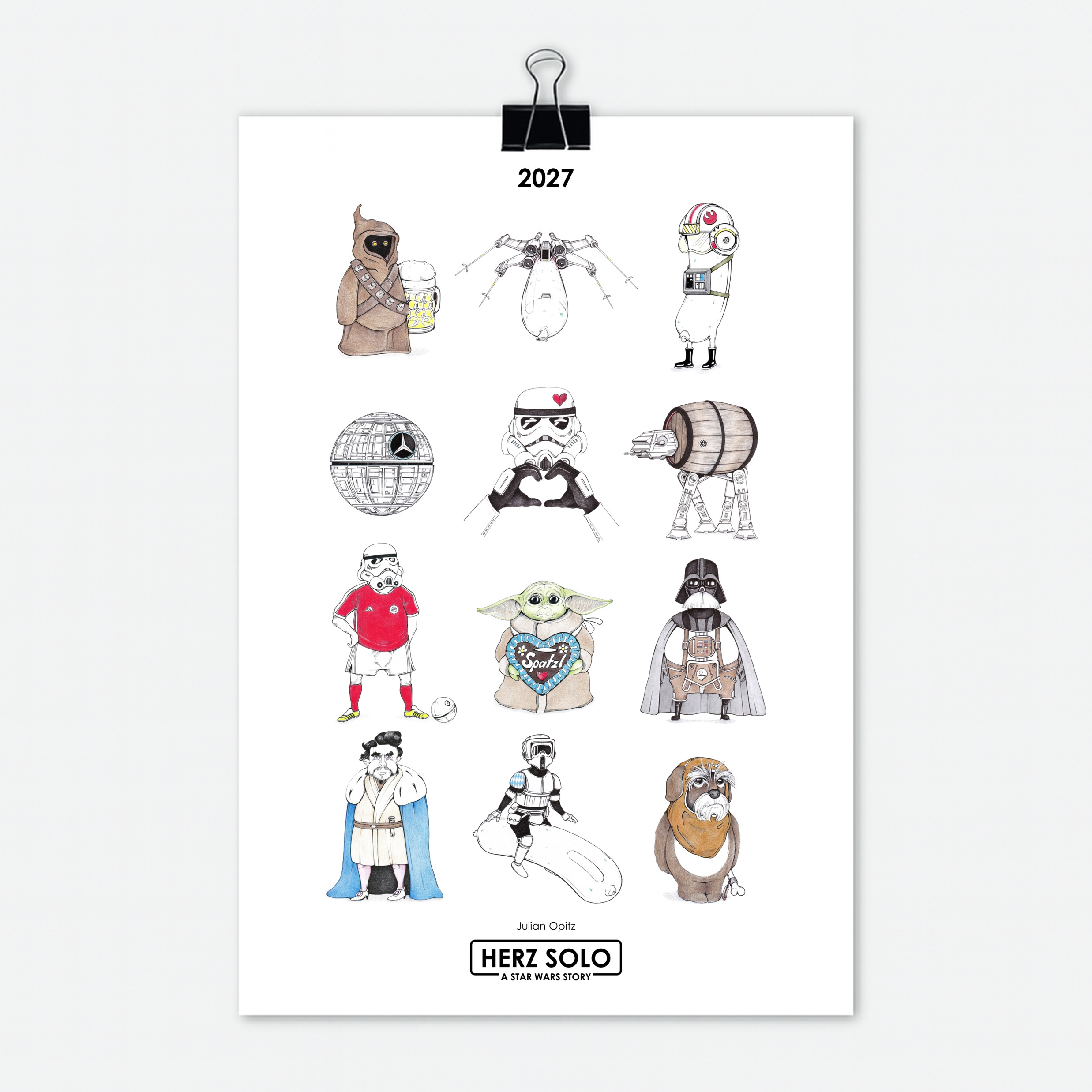 Star Wars Kalender 2027 Episode 2 mit 12 einzigartigen Star Wars Illustrationen