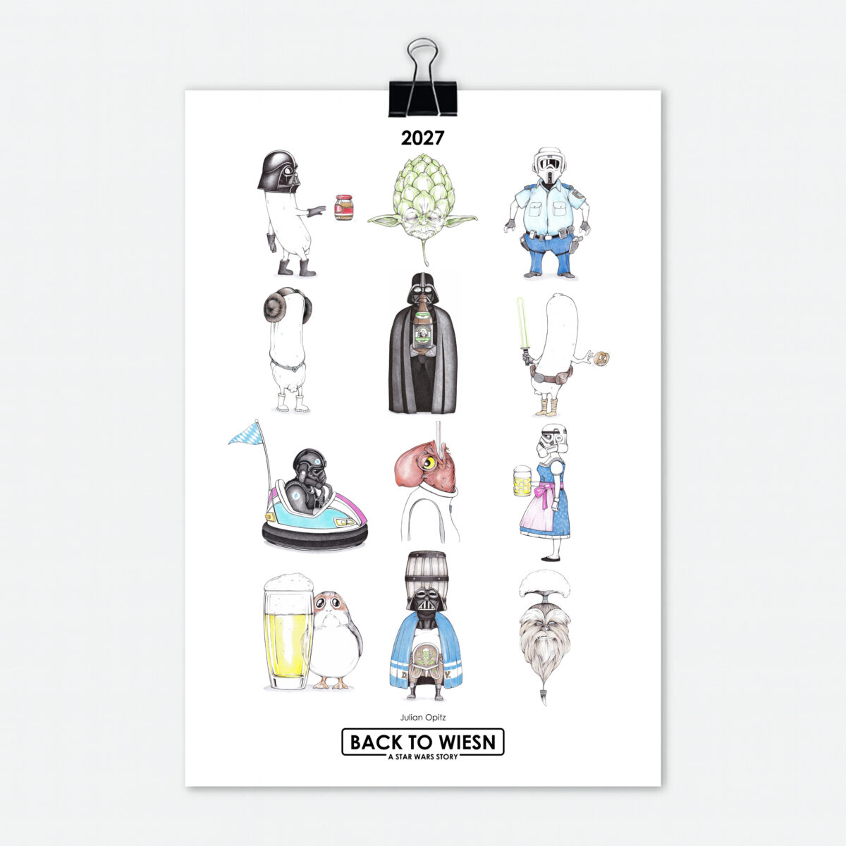 Star Wars Kalender 2027 Episode 3 mit 12 einzigartigen Star Wars Illustrationen