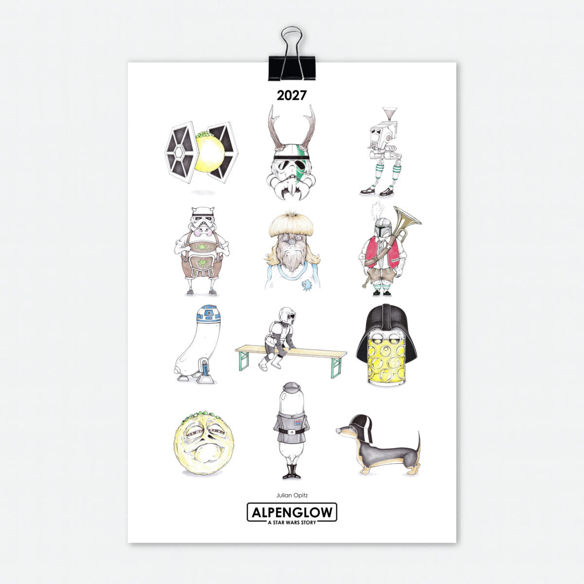Star Wars Kalender 2027 Episode 4 mit 12 einzigartigen Star Wars Illustrationen