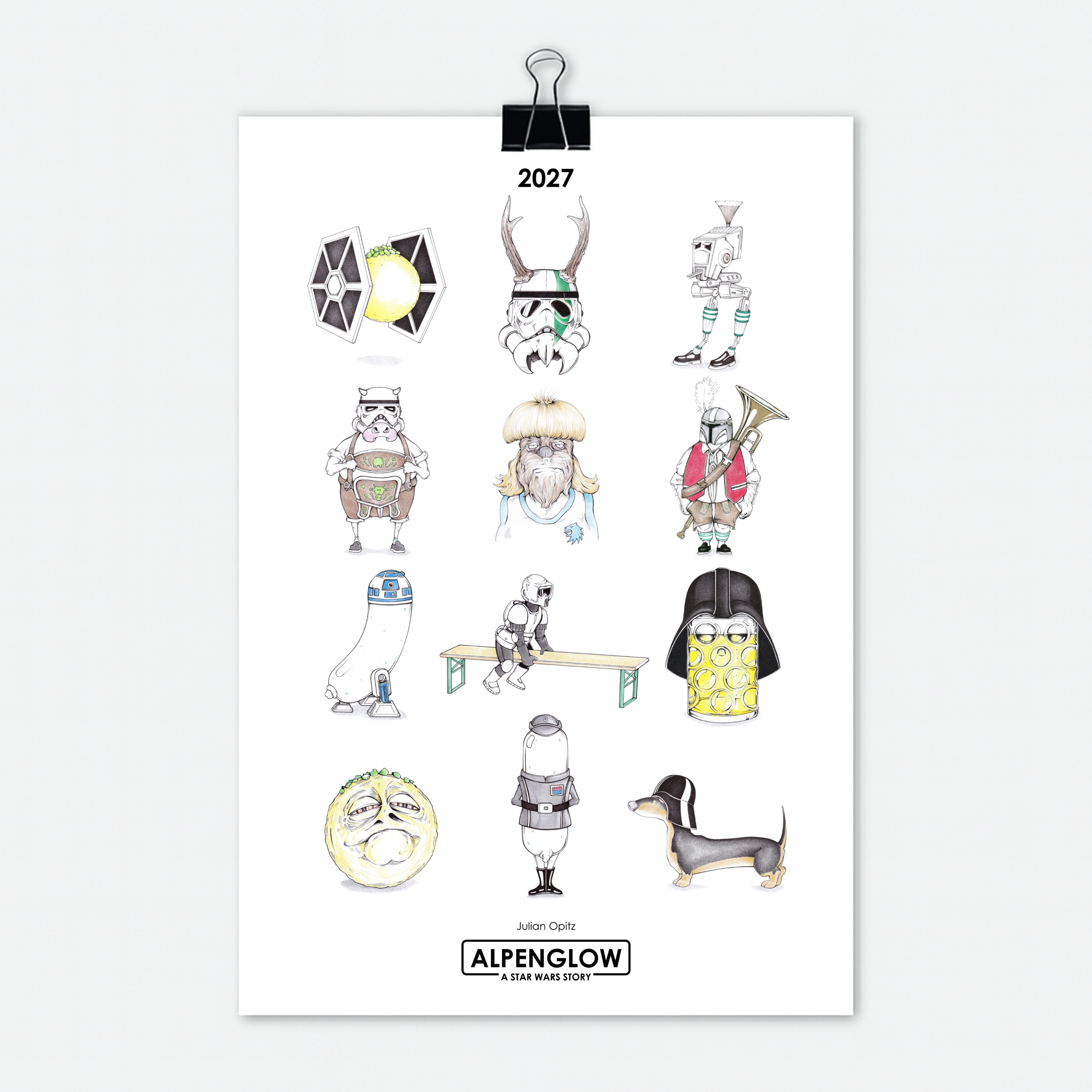 Star Wars Kalender 2027 Episode 4 mit 12 einzigartigen Star Wars Illustrationen