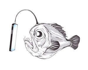 Fisch mit Smartphone