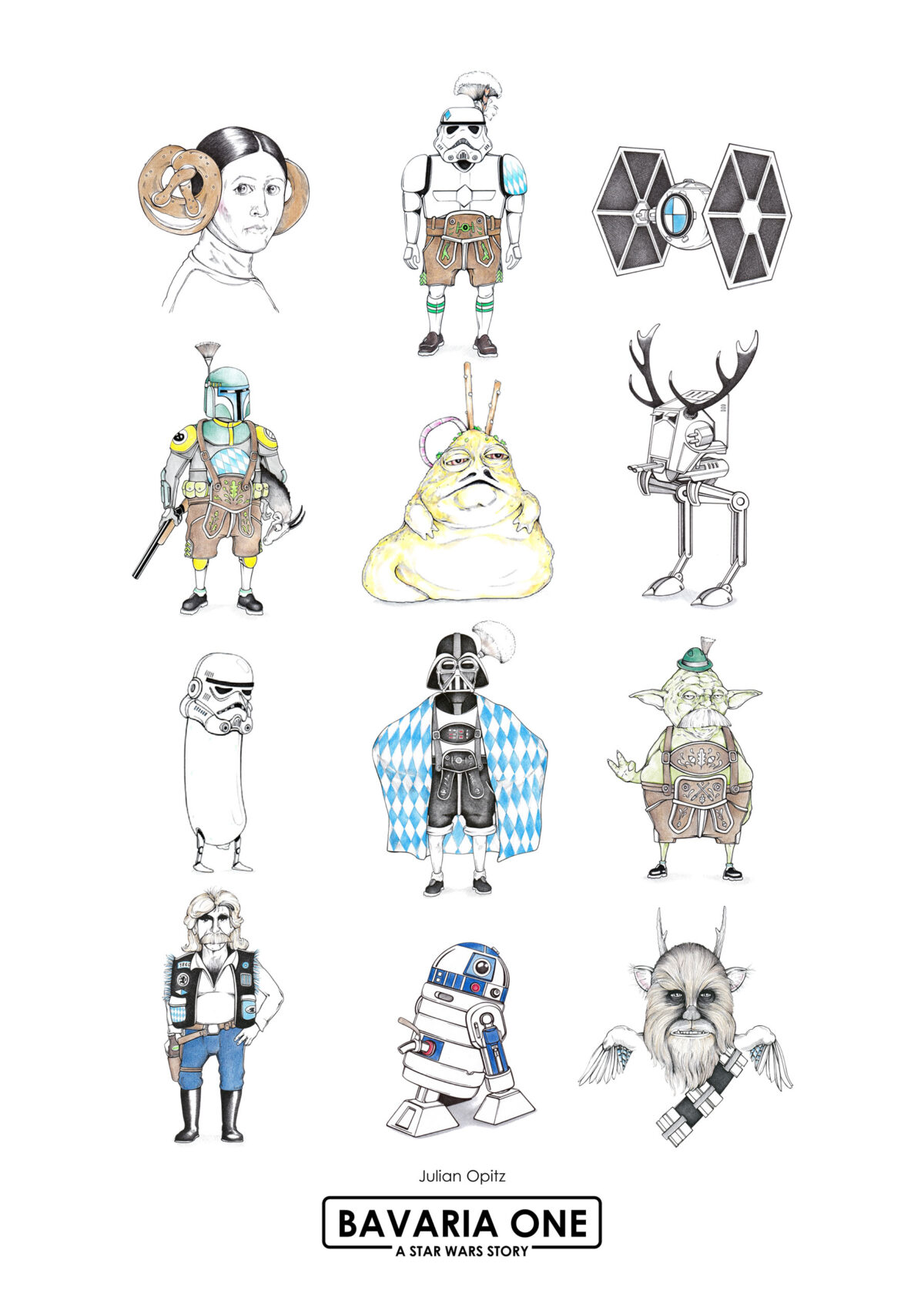 Titelseite des Star Wars Kalenders 2026 Teil 1 mit 12 Star Wars Illustrationen