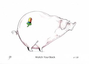 Handveredelter Kunstdruck "Watch Your Back" 01/25